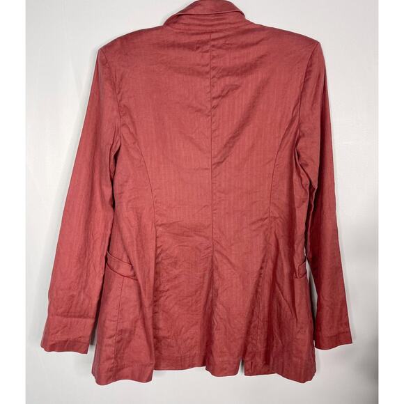 Level 99 S Rose Pink Rachel Stretch Linen Blazer 3/4 Cuffed Sleeves Open Front - Picture 2 of 10